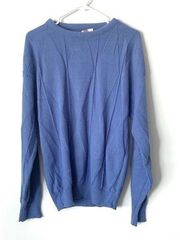 CHRISTIAN DIOR Vintage Blue Crew Argyle Knit Ribbed Sweater Sz M