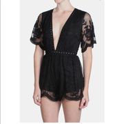 Honey Punch Black Butterfly Romper Small