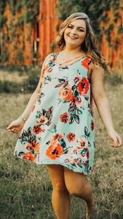 Mint Green Floral Dress