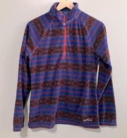 Eddie Bauer Quarter Zip Pullover Southwest Azetc Print Fleece Women Size Medium