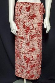 HP! Rue 21 Red & Cream Patterned Wrap Maxi Skirt (M)