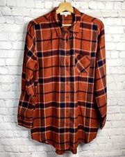Nwt Boho Rose Checkered Flannel Shirt, Size M