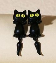 Cute Cartoon Black Cat Stud Earrings Zinc Alloy Faux Fashion Jewelry