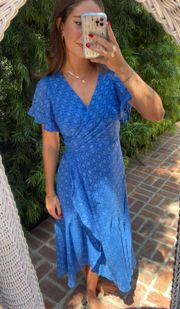 Anthropology beautiful blue midi dress