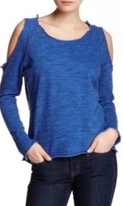 Nation LTD Clara Cold Shoulder Sweatshirt Top Blue Size Small