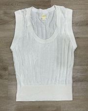 Maeve By Anthropologie Womens White Sleeveless V-Neck Pullover Sweater Size S