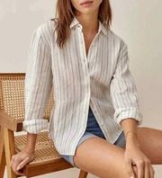 Reformation Small Preston Button-up Blouse In Stripe