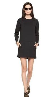 J Brand Colleen Long-Sleeve Scuba Dress in Black Exposed Zipper Detail Size XS