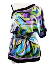 Iz Byer Colorful Blouse Women S Off The Shoulder Smocked Empire Waist Peplum