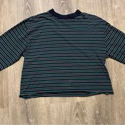 Urban Outfitters  Striped Mock Neck Long Sleeve Cropped Shirt Women’s L