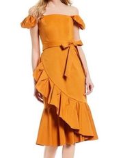 Antonio Melani NWT Lara Ruffle Dress Golden Oak