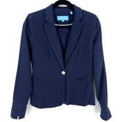 Draper James Textured Blazer Jacket Womens Size XS Navy Blue