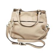 Vince Camuto Womens Soft Genuine Leather Rosie Satchel Crossbody Purse Almond