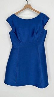 Kate Spade Backless Silk Mini Cocktail Dress Boat Neck Cobalt Blue Women's 12