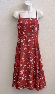 Sleeveless Floral Fit & Flare Tie Back Midi Dress TerraCotta Women’s 2