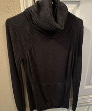 Sweat & Savasana Merino Wool LS Turtleneck Sweater Heathered Black