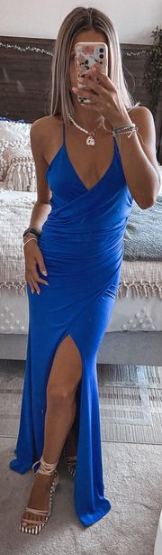 Blue Strappy Back Gown 