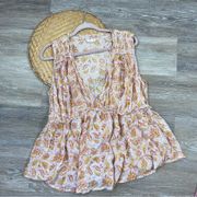 Lucky brand boho peplum sleeveless blouse