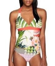 NWT Prana Lahari One Piece Swimsuit Carmine Pink Paradise UPF 50+ XS