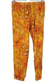 Olivaceous Womens Tropical Floral Pull On Viscose Blend Jogger Pants Size L