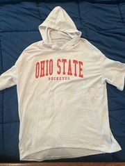 Ohio State Buckeyes Game Day Women's Short‎ Sleeve Hooded Tee Size S oversized