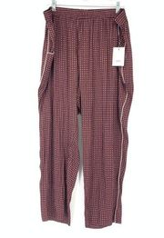 Something Navy Women's Size XXL Maroon Satin Pajama Pants Floral High Rise