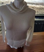 Athleta size medium white turtleneck sweater long sleeves  ribbed knitted hem