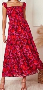 Abel the Label by  Purple/Red Floral Reign Maxi XS Dress NWT (D020)