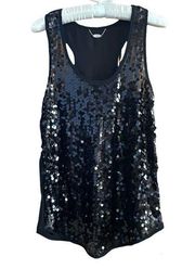 ALI & KRIS black racer back sequins tank top, size S