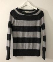 Caslon Striped Black Gray Long Sleeves Crew Neck Sweater Top Womens Size S