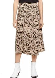 Sanctuary Leopard Animal Print Pull-On Midi Slip Skirt Size S NEW