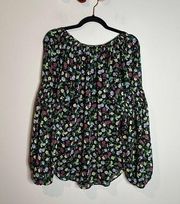 🌺 Ann Taylor black floral blouse