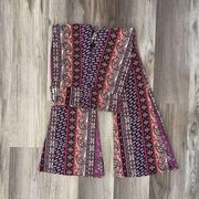 No Boundaries  Paisley Floral Knit Flare Pants Junior Size Small 3-5 Pink