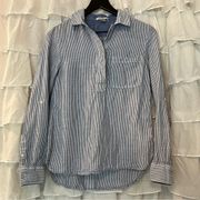 Dalia Collection Stripe Adjustable Sleeve Shirt - Size XS