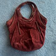 Kooba maroon suede bag studs great condition slouch one spot missing on top