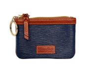 Cork Navy Blue British Tan Leather Zip Pouch Coin Purse