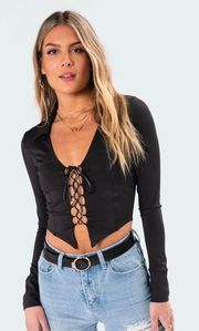 Lace up collard top