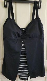 Tropical Escape Size 16 One Piece Swimsuit Black Striped