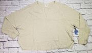 Abound Waffle Knit Long Sleeve Henley Shirt Women's Size 1X Cream Top