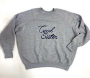 Good American Good Sister Crewneck Gray Sweatshirt 3