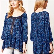 Anthropologie  Ressica blue and navy tunic top size medium