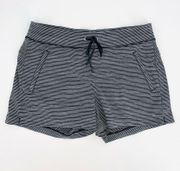 ATHLETA | Striped Shorts with Drawstring in Black and White Size M