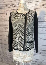 Lucky Brand Moto Aztec jacket / sweater black & white size large