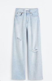 H&M high rise wide leg distressed jeans sz 4