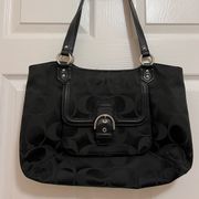 Coach  Campbell Signature Belle Carryall Tote Handbag Black