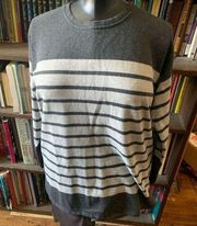 Orvis silk cotton & cashmere blend striped S pullover sweater