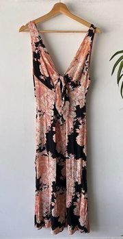 Cleobella Dress Womens Small Black Pink Floral Cutout Maxi Summer Boho Fairy