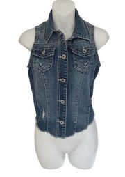 Women’s Juniors Maurices Distressed Denim Vest Size XS