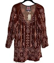 Johnny Was NWT Althea Velvet Peasant Blouse Size XS