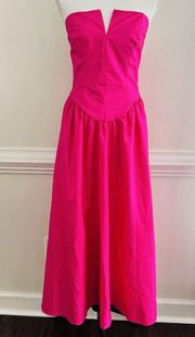 Handmade Hot Pink *Barbiecore* Strapless Corset Style Pleated Dress ~ Size Small